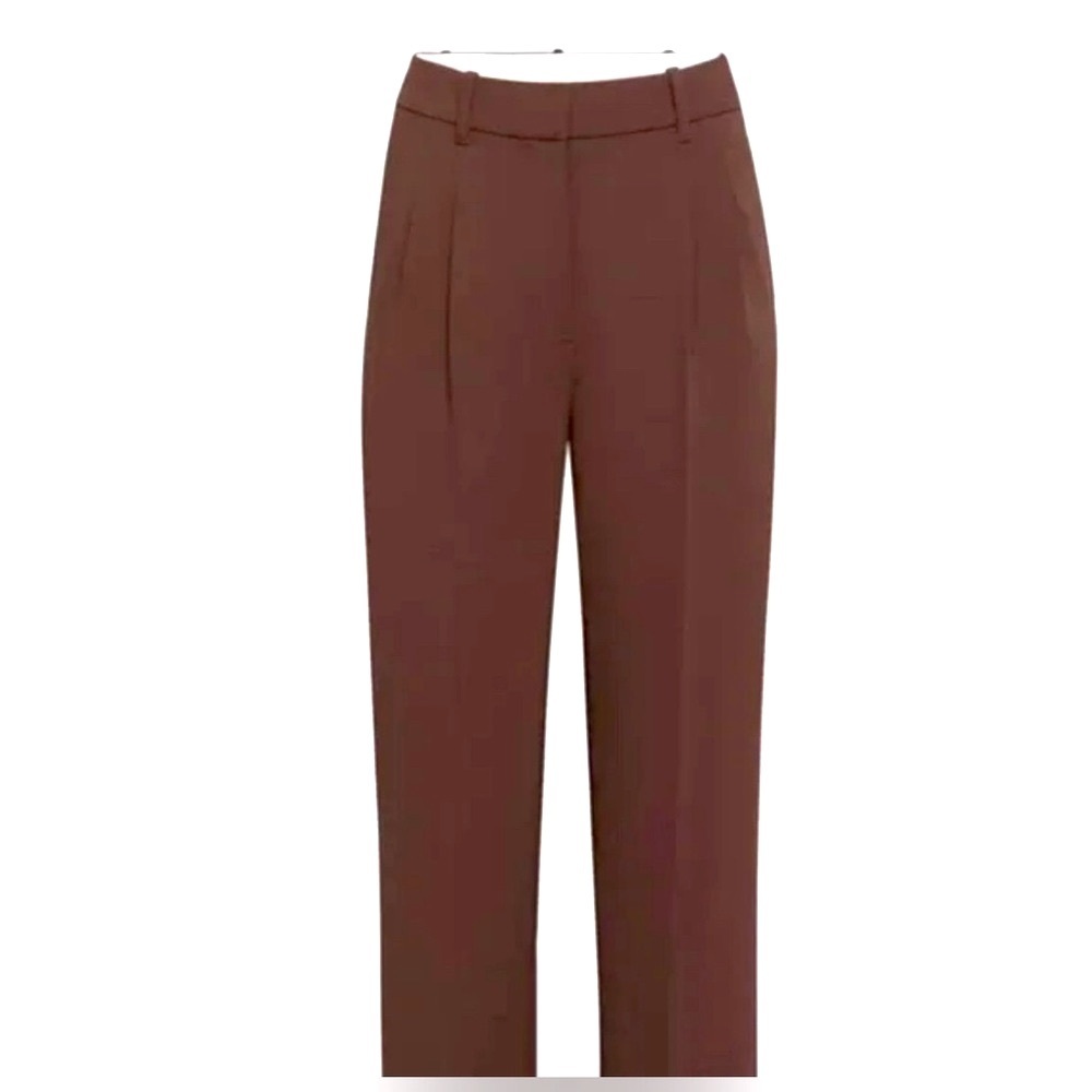 Aritzia Wilfred Effortless High-Rise Trousers in Chocolate Brown